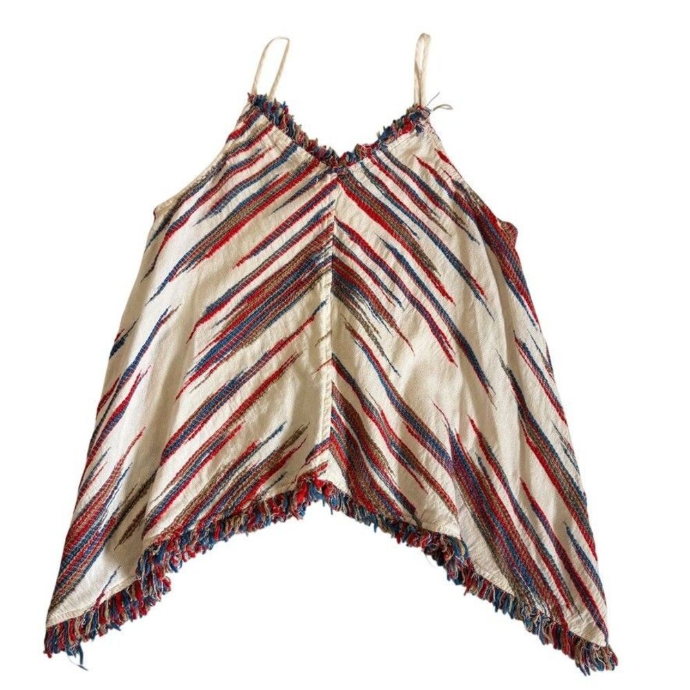 THML Anthropologie Womens Sz SMALL Top Fringe Tank Handkerchief Hem Boho Casual